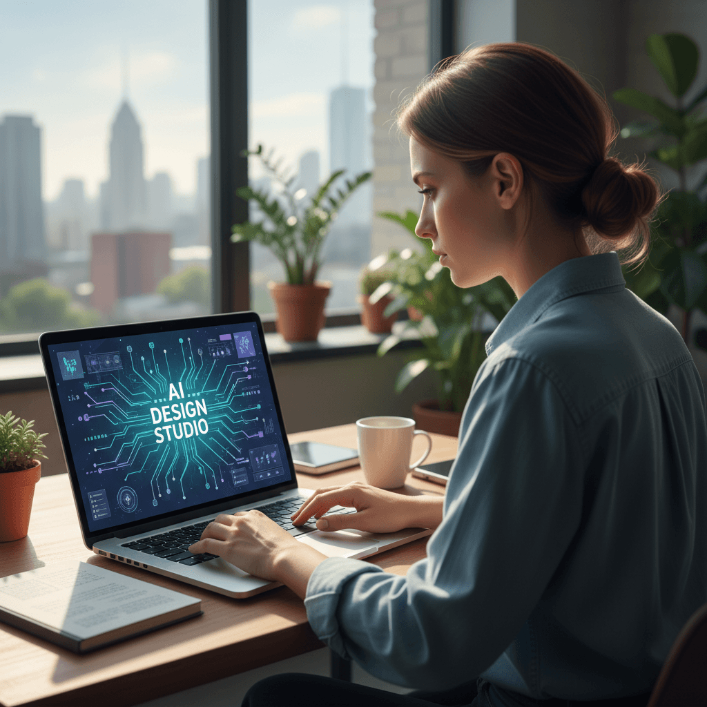 Diseñador web usando software con inteligencia artificial