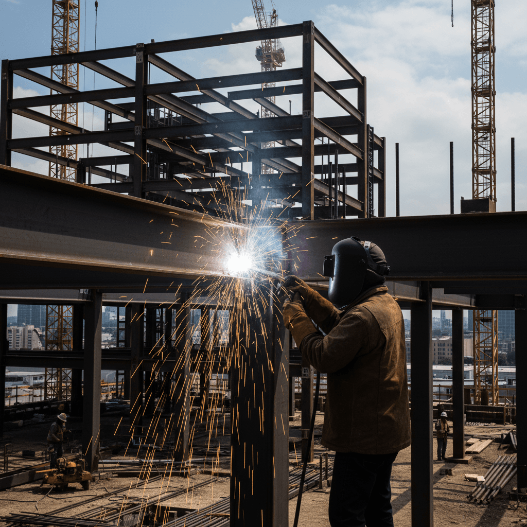 Estructura metálica en proceso de soldadura