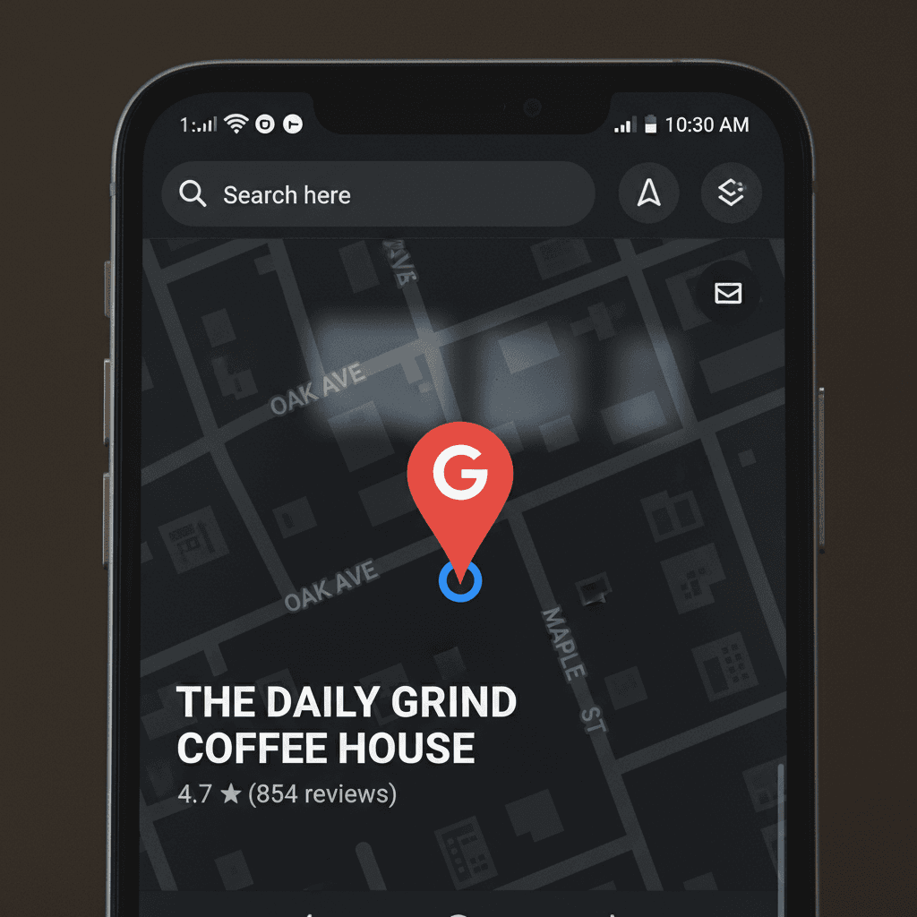 Google Maps en smartphone mostrando negocio local