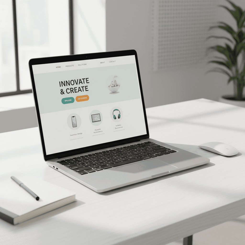 Sitio web terminado con una marca de verificación en la pantalla