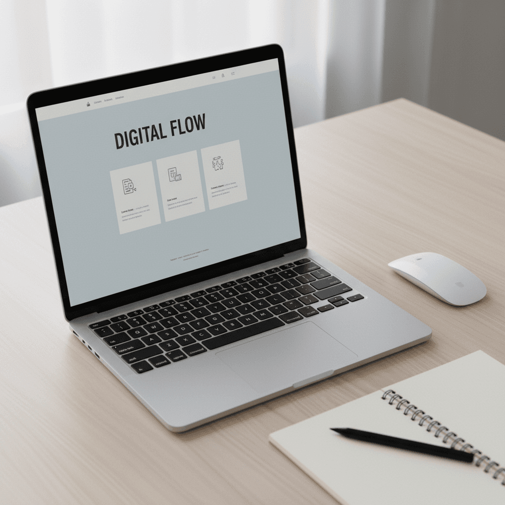 Laptop y teléfono mostrando un sitio web y resultados de búsqueda